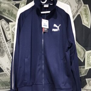 PUMA New With Tags T7 Men's Navy and White Track Jacket